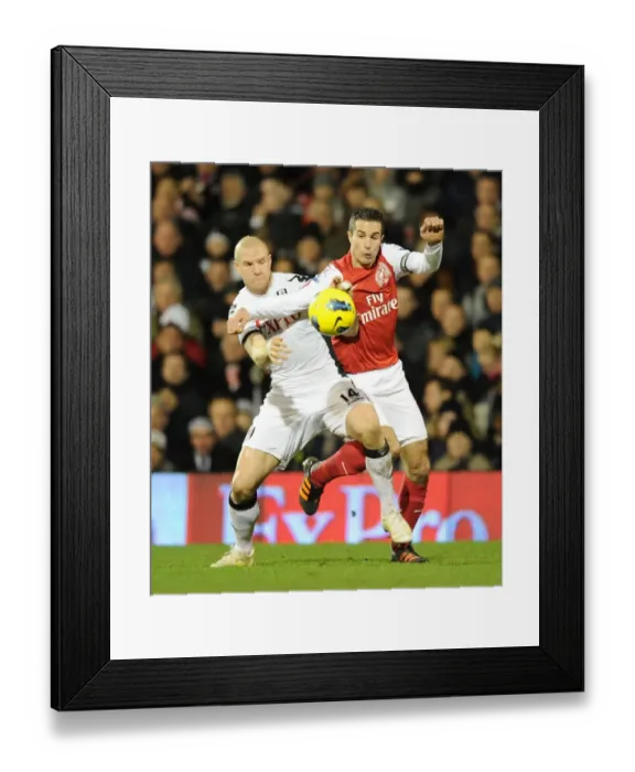 Framed Print : Clash of Titans: Van Persie vs. Senderos - Fulham vs. Arsenal, Premier League 2011-12