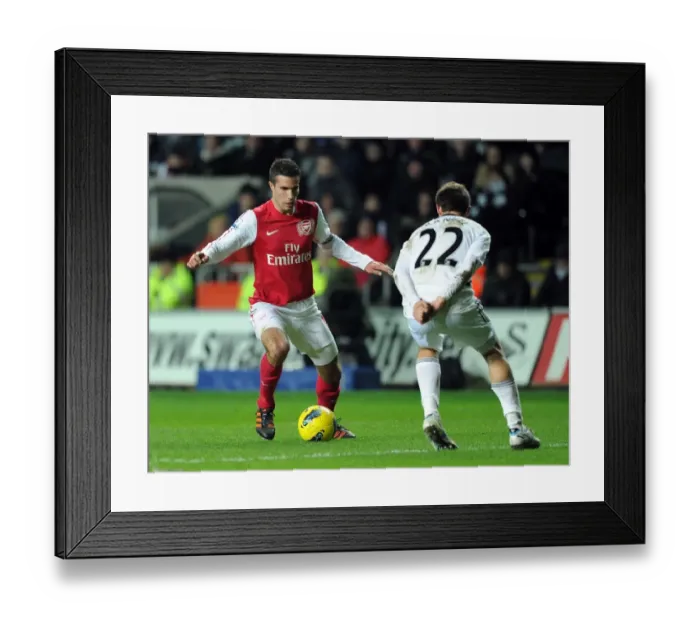 Framed Print : Robin van Persie vs. Angel Rangel: Intense Battle in Swansea City vs. Arsenal (2011-12)