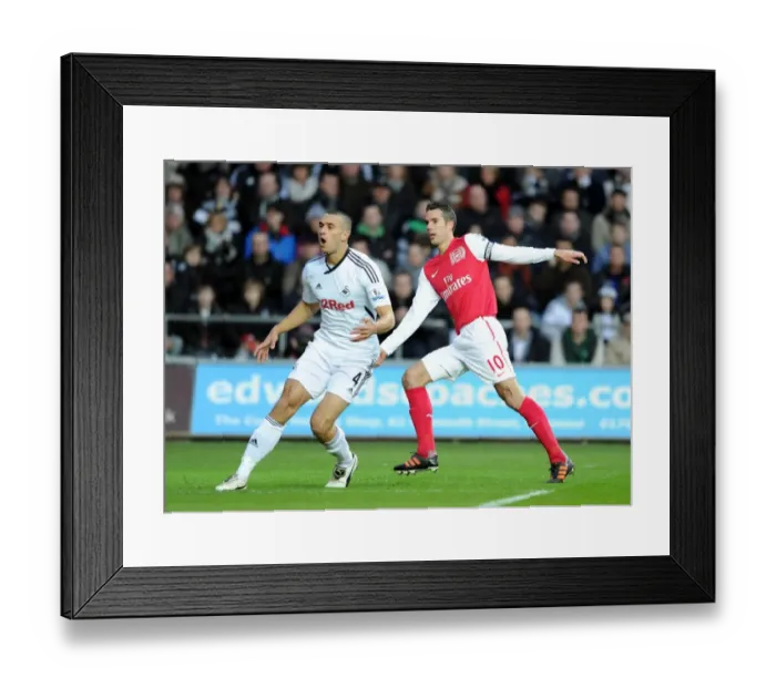 Framed Print : Robin van Persie's Dramatic Goal Past Steven Caulker: Swansea City vs. Arsenal (2012)
