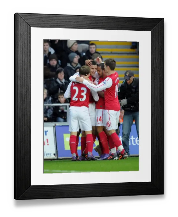 Framed Print : Robin van Persie's Euphoric Goal Celebration: Swansea City vs. Arsenal, Premier League 2011-12 Framed Print : Robin van Persie's Euphoric Goal Celebration: Swansea City vs. Arsenal, Premier League 2011-12