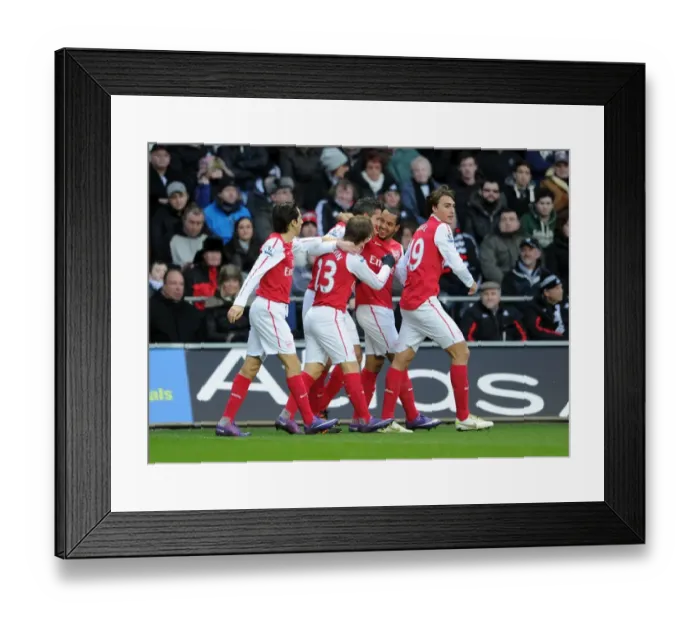 Framed Print : Robin van Persie's Euphoric Goal Celebration: Swansea City vs. Arsenal, Premier League 2011-2012