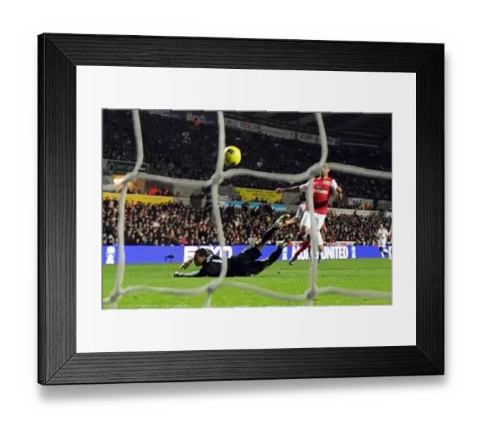 Framed Print : Theo Walcott Scores Against Michel Vorm: Swansea City vs. Arsenal, Premier League 2011-12