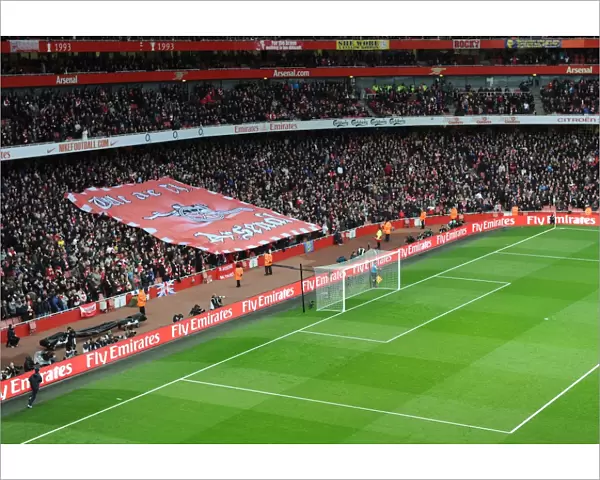 Arsenal fans banner. Arsenal 1: 2 Manchester United. Barclays Premier League