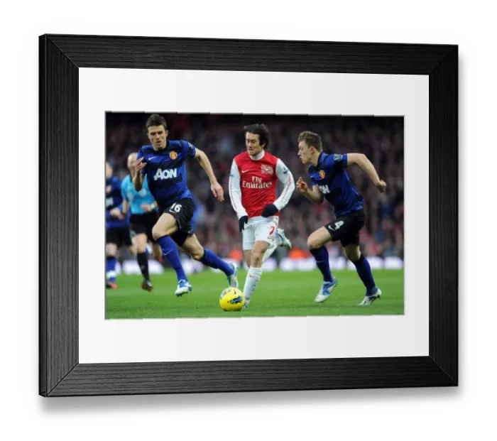 Framed Print : Rosicky Dribbles Past Carrick and Jones: Arsenal vs Manchester United, Premier League 2011-12