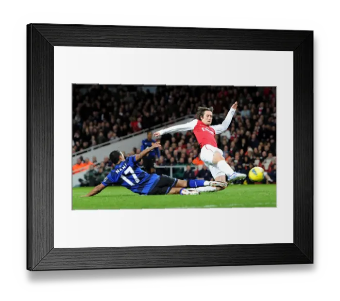 Framed Print : Arsenal's Rosicky Faces Off Against Manchester United's Nani in Intense Premier League Showdown Framed Print : Arsenal's Rosicky Faces Off Against Manchester United's Nani in Intense Premier League Showdown