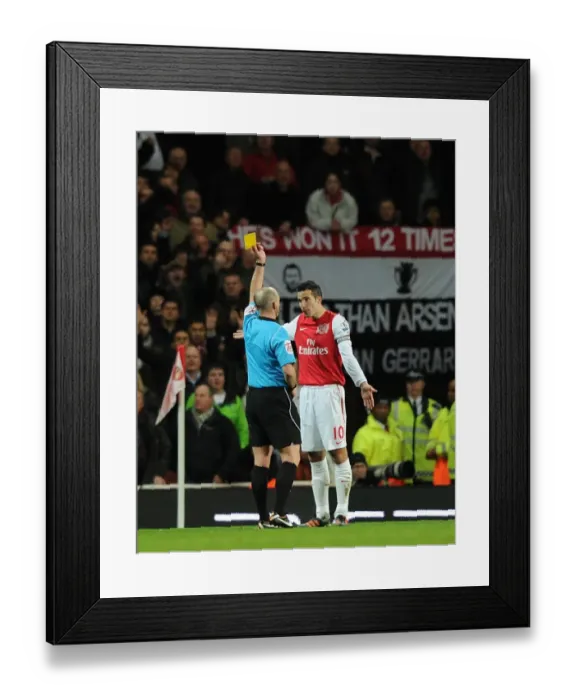 Framed Print : Arsenal vs Manchester United: Robin van Persie Booked by Referee Mike Dean (2011-12)
