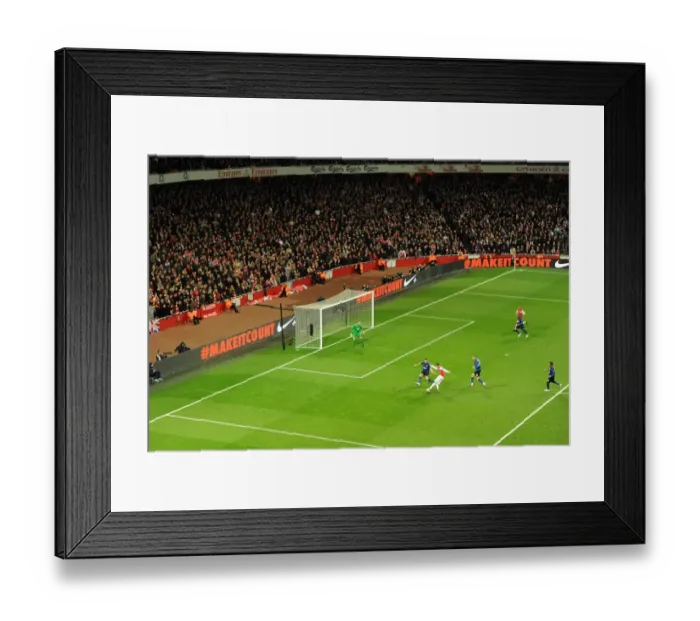 Framed Print : Robin van Persie Scores the Winner: Arsenal vs. Manchester United, Premier League 2011-12
