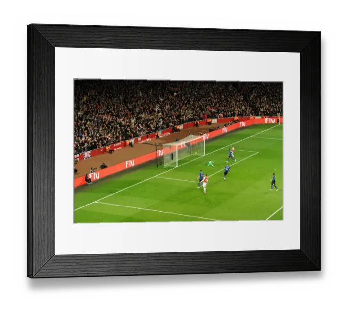 Framed Print : Robin van Persie's Stunning Goal vs. Anders Lindegaard (Premier League 2011-12, Arsenal vs. Manchester United)