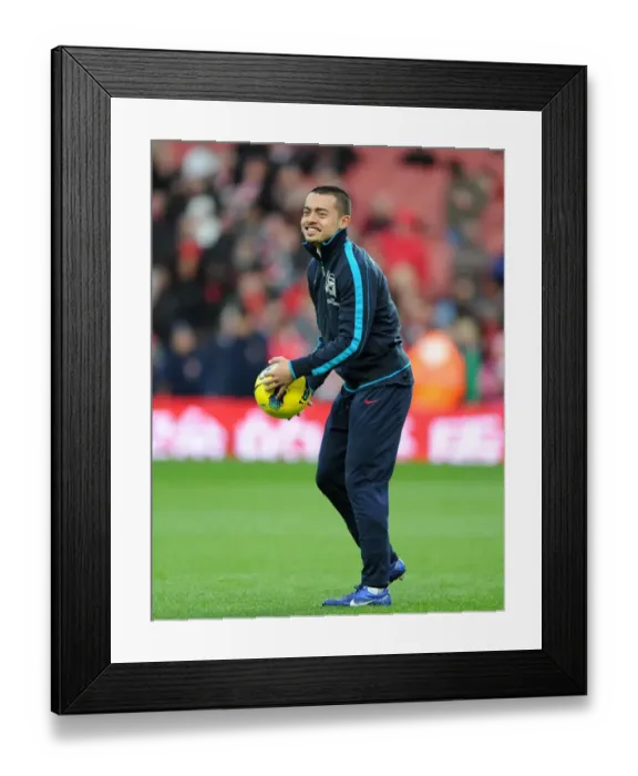Framed Print : Arsenal's Nico Yennaris Fights Hard in Tight Arsenal vs Manchester United Battle (2012)