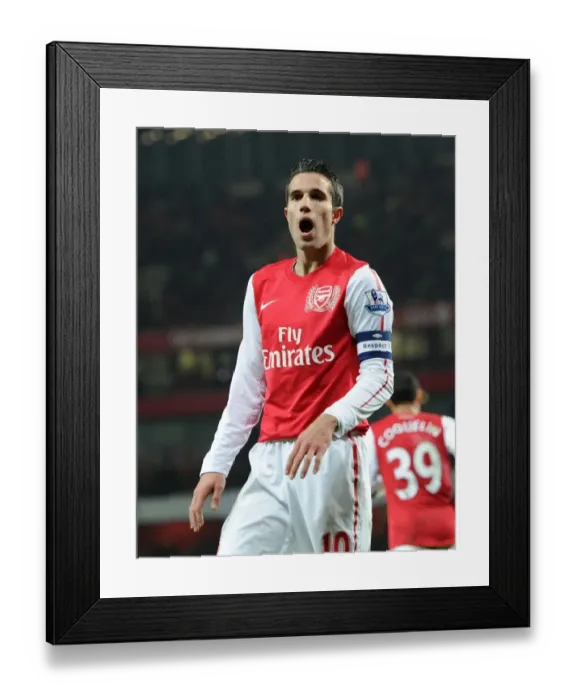 Framed Print : Robin van Persie in Action: Arsenal's Star Strikes FA Cup Clash vs Aston Villa, 2011-12