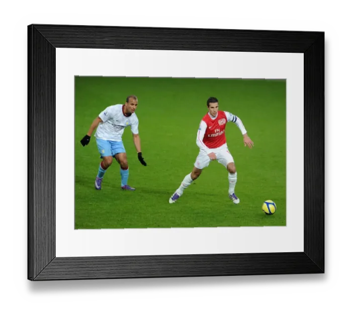 Framed Print : Arsenal's Robin van Persie Faces Off Against Aston Villa's Gabriel Agbonlahor in FA Cup Clash