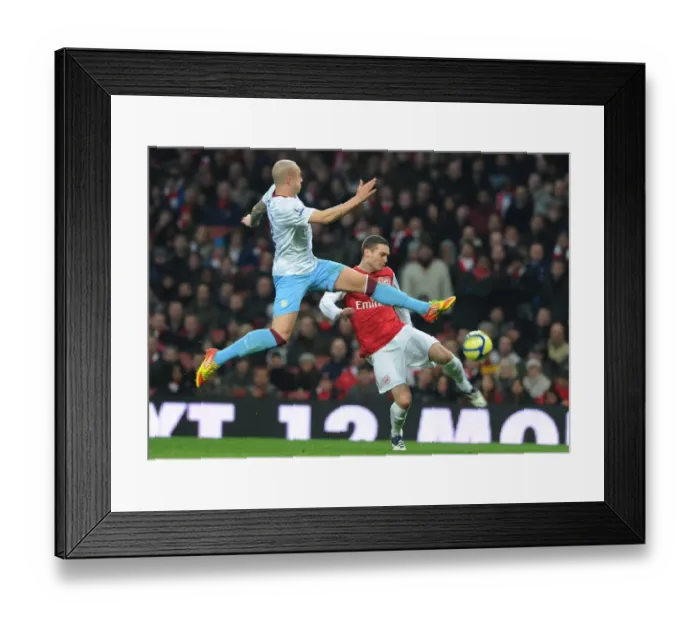 Framed Print : Thomas Vermaelen Scores Past Alan Hutton in FA Cup Fourth Round: Arsenal vs. Aston Villa