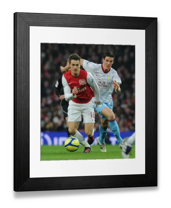 Framed Print : Arsenal's Aaron Ramsey Scores Past Aston Villa's Ciaran Clark in FA Cup Match