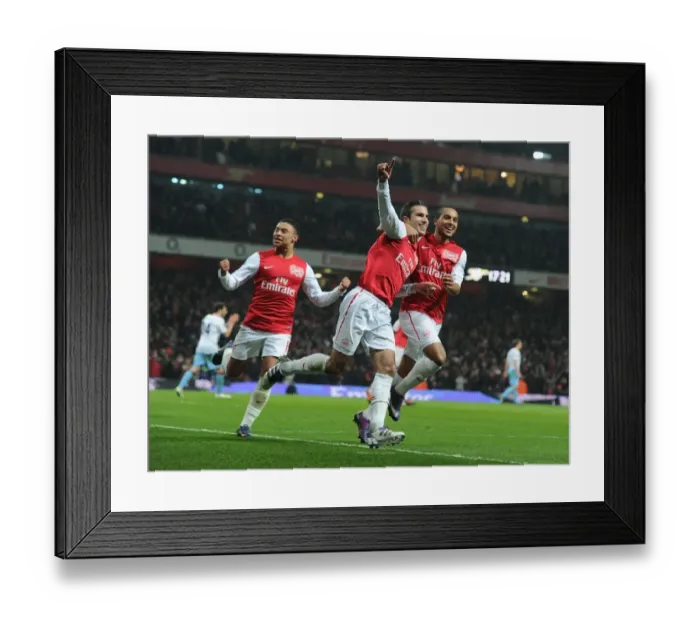 Framed Print : Arsenal's Triumph: Van Persie's Hat-Trick Leads Arsenal Past Aston Villa in FA Cup Framed Print : Arsenal's Triumph: Van Persie's Hat-Trick Leads Arsenal Past Aston Villa in FA Cup