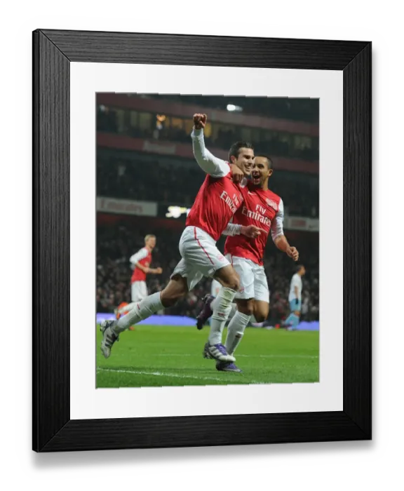 Framed Print : Robin van Persie's Hat-Trick: Arsenal Triumphs Over Aston Villa in FA Cup Fourth Round
