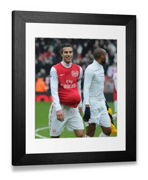Framed Print : Arsenal's Robin van Persie Celebrates Hat-trick Against Blackburn Rovers (2011-12)