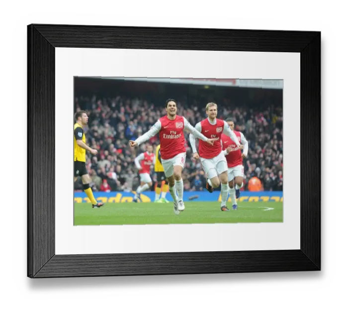 Framed Print : Arsenal's Mikel Arteta Scores Fifth Goal in Emirates Thriller: Arsenal vs. Blackburn Rovers, Premier League 2011-12