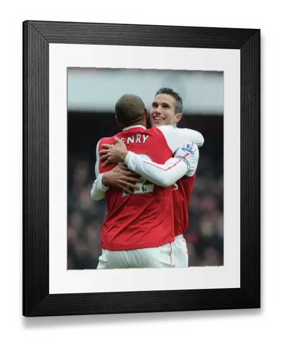 Framed Print : Thierry Henry and Robin van Persie Celebrate Goals: Arsenal vs. Blackburn Rovers, 2012