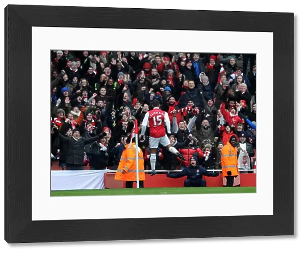 Alex Oxlade-Chamberlain celebrates scoring Arsenals 3rd goal. Arsenal 7: 1 Blackburn Rovers
