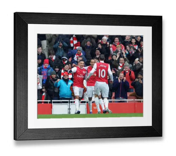 Framed Print : Arsenal's Triumph: Oxlade-Chamberlain, Walcott, and van Persie Celebrate Goals Against Blackburn Rovers Framed Print : Arsenal's Triumph: Oxlade-Chamberlain, Walcott, and van Persie Celebrate Goals Against Blackburn Rovers