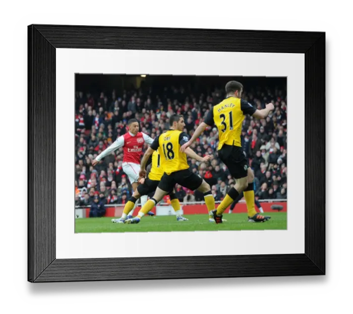Framed Print : Alex Oxlade-Chamberlain Scores Arsenal's Fourth Goal Against Blackburn Rovers (2011-12 Season)
