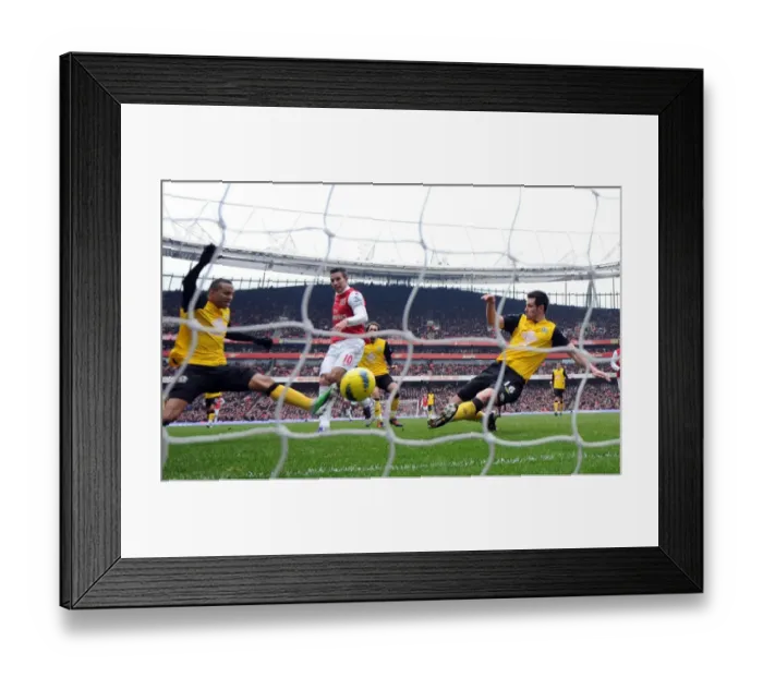 Framed Print : Robin van Persie Scores Brilliant Goal Past Martin Olsson and Scott Dann in Arsenal's Victory over Blackburn Rovers