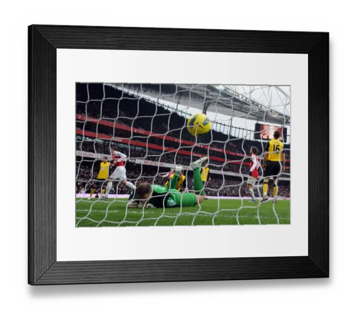 Framed Print : Robin van Persie Scores Stunning Goal Past Paul Robinson in Arsenal's Victory over Blackburn Rovers, 2011-12 Premier League