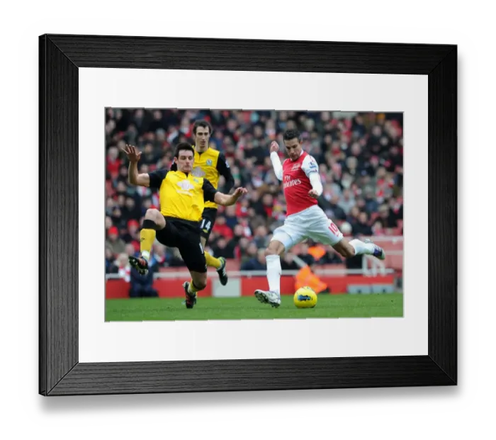 Framed Print : Van Persie vs Dann: Intense Moment at the Emirates - Arsenal v Blackburn Rovers, Premier League 2011-12 Framed Print : Van Persie vs Dann: Intense Moment at the Emirates - Arsenal v Blackburn Rovers, Premier League 2011-12
