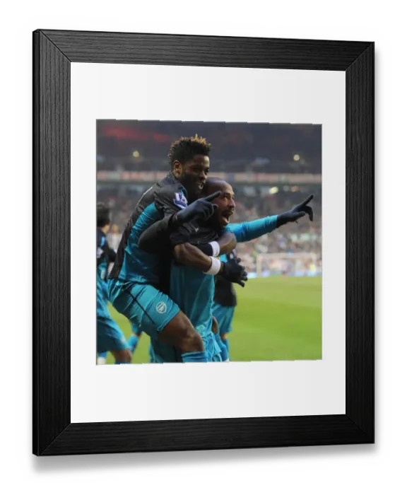 Framed Print : Thierry Henry and Alex Song's Unforgettable Moment: Arsenal's Victory Over Sunderland (2012) - Henry's Goal and Emotional Celebration with Song Framed Print : Thierry Henry and Alex Song's Unforgettable Moment: Arsenal's Victory Over Sunderland (2012) - Henry's Goal and Emotional Celebration with Song