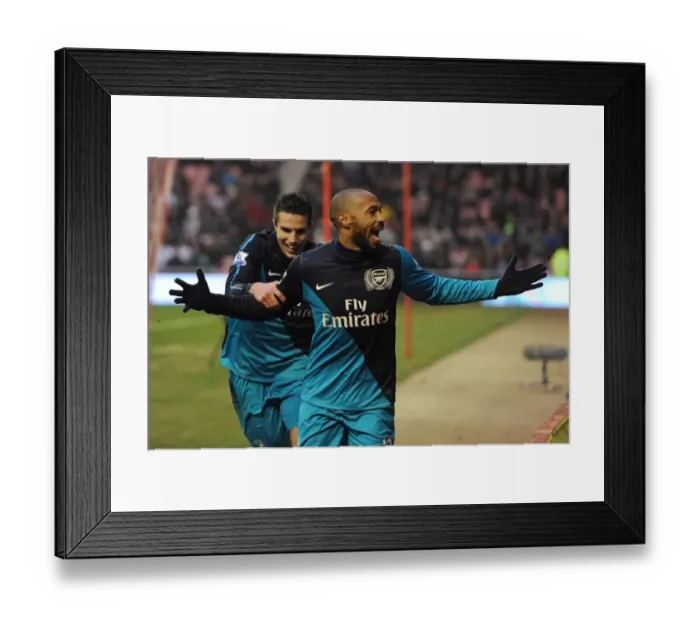 Framed Print : Thierry Henry and Robin van Persie: Unstoppable Arsenal Duo Celebrates Victory over Sunderland, 2012 (2:1) Framed Print : Thierry Henry and Robin van Persie: Unstoppable Arsenal Duo Celebrates Victory over Sunderland, 2012 (2:1)