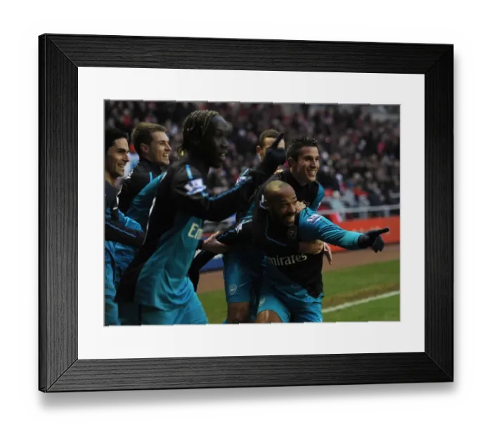 Framed Print : Arsenal's Unstoppable Duo: Thierry Henry and Robin van Persie Celebrate Glory at Stadium of Light Framed Print : Arsenal's Unstoppable Duo: Thierry Henry and Robin van Persie Celebrate Glory at Stadium of Light