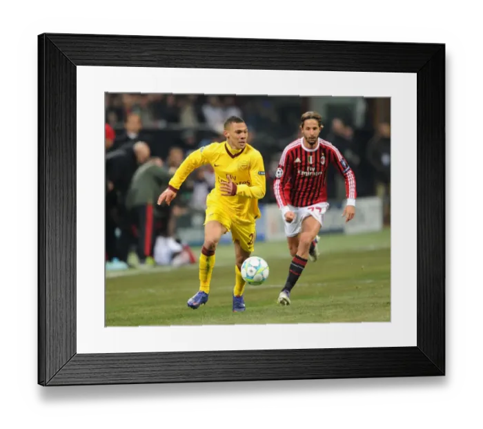 Framed Print : Race to Victory: Kieran Gibbs Outpaces Luca Antonini in AC Milan vs. Arsenal UEFA Champions League Clash Framed Print : Race to Victory: Kieran Gibbs Outpaces Luca Antonini in AC Milan vs. Arsenal UEFA Champions League Clash