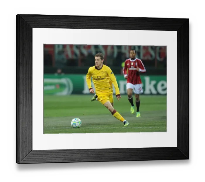 Framed Print : Aaron Ramsey in Action: Arsenal vs AC Milan, UEFA Champions League 2012