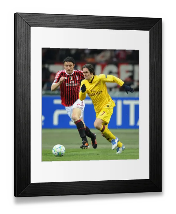 Framed Print : Clash of Midfield Titans: Rosicky vs. van Bommel - AC Milan vs. Arsenal FC, UEFA Champions League 2012