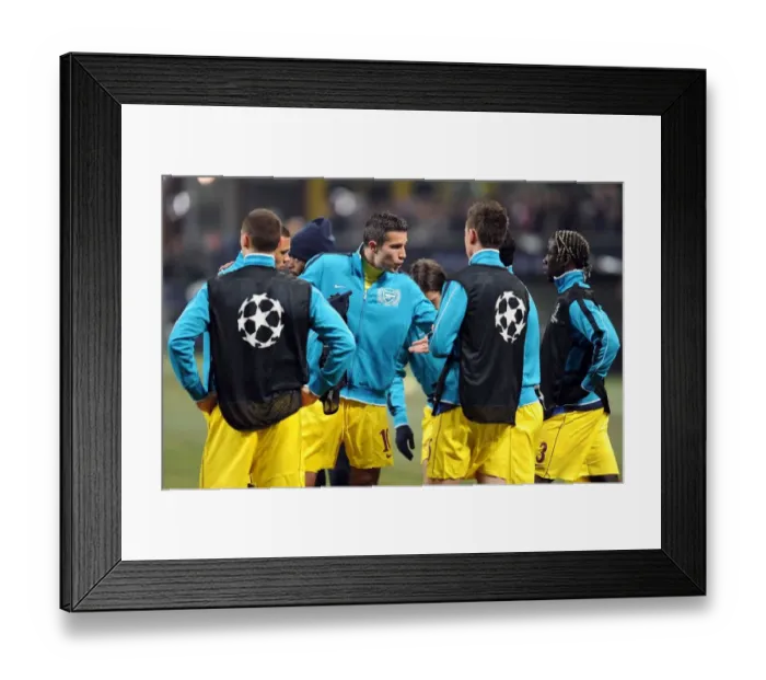 Framed Print : Robin van Persie: Rallying the Arsenal Team Before the AC Milan Showdown, 2012 Framed Print : Robin van Persie: Rallying the Arsenal Team Before the AC Milan Showdown, 2012