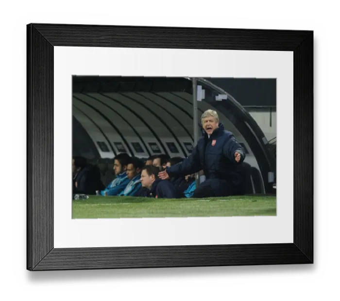 Framed Print : Arsene Wenger at San Siro: AC Milan vs. Arsenal, UEFA Champions League 2011-12
