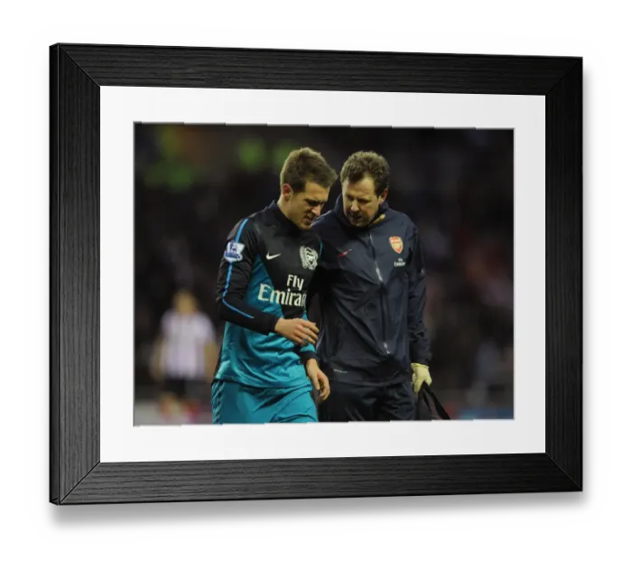 Framed Print : Aaron Ramsey (Arsenal) with Physio Colin Lewin. Sunderland 2: 0 Arsenal Framed Print : Aaron Ramsey (Arsenal) with Physio Colin Lewin. Sunderland 2: 0 Arsenal
