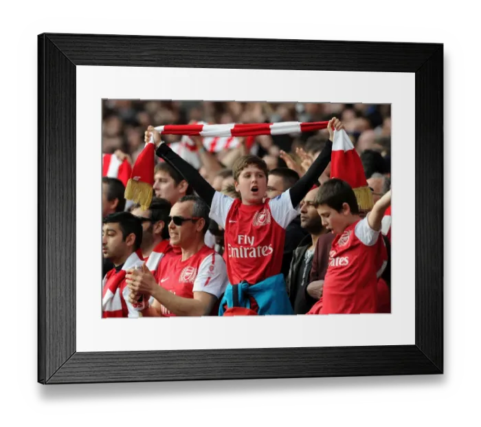 Framed Print : Arsenal Fans Euphoric Goal Celebration: Arsenal vs. Tottenham (Premier League 2011-12)