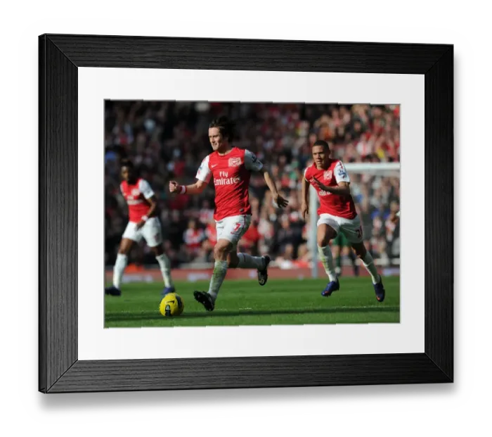 Framed Print : Arsenal vs. Tottenham: Rosicky and Gibbs Clash in the 2011-12 Premier League