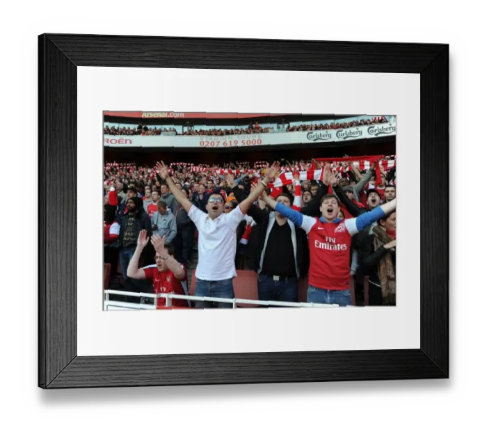 Framed Print : Arsenal Fans Celebrate Derby Victory: Arsenal vs. Tottenham, Premier League 2011-12