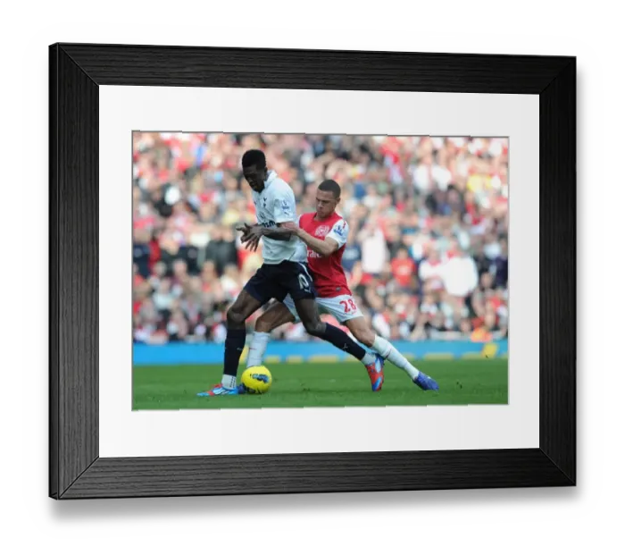 Framed Print : Arsenal vs. Tottenham: Intense Battle - Kieran Gibbs Tackles Emmanuel Adebayor (2011-12)