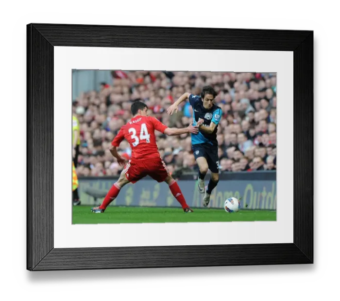 Framed Print : Yossi Benayoun Outmaneuvers Martin Kelly: Liverpool vs. Arsenal, Premier League 2011-12