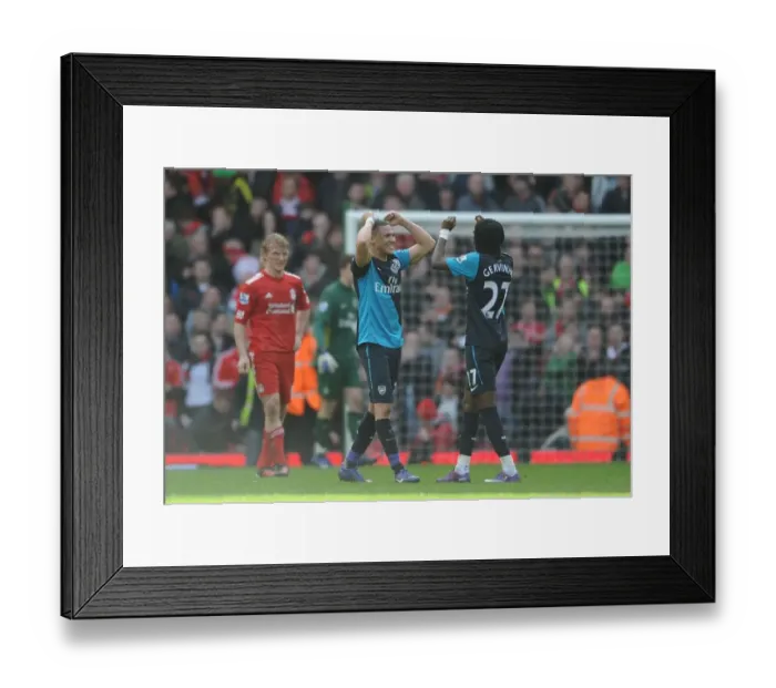 Framed Print : Celebrating Victory: Gibbs and Gervinho, Liverpool v Arsenal, Premier League 2011-12 Framed Print : Celebrating Victory: Gibbs and Gervinho, Liverpool v Arsenal, Premier League 2011-12