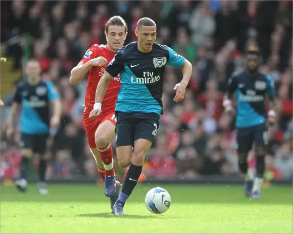 Arsenal's Kieran Gibbs Outmaneuvers Liverpool's Jordan Henderson in 2011-12 Premier League Clash