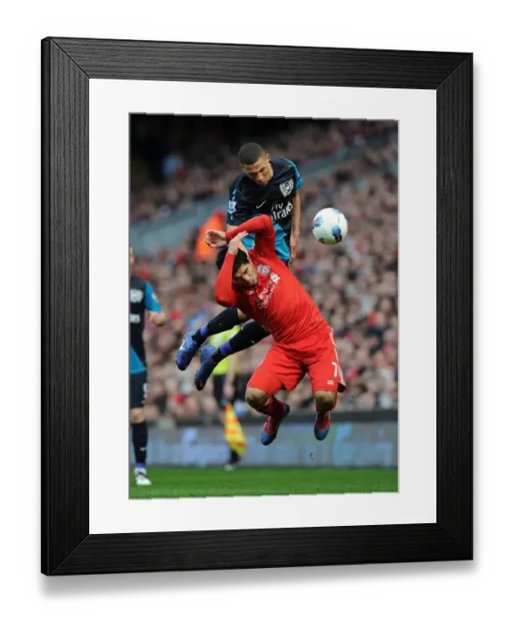 Framed Print : Clash of Titans: Gibbs vs. Suarez - Liverpool vs. Arsenal, Premier League 2011-12