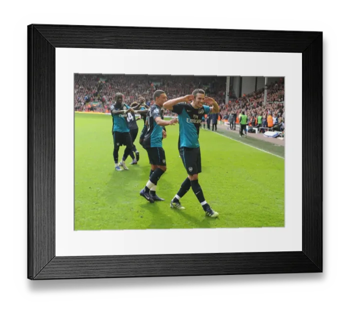 Framed Print : Robin van Persie Scores the Second Goal: Liverpool vs. Arsenal, Premier League 2011-12