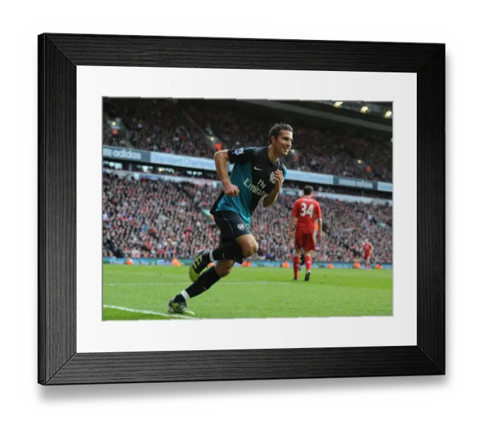 Framed Print : Robin van Persie's Unforgettable Strike: Liverpool vs. Arsenal, Premier League 2011-12 - The Moment RvP Silenced Anfield