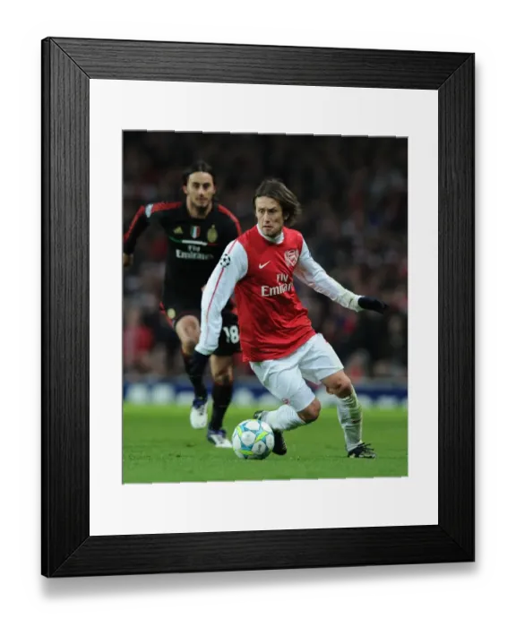 Framed Print : Arsenal's Rosicky Fights for Victory against AC Milan in the UEFA Champions League