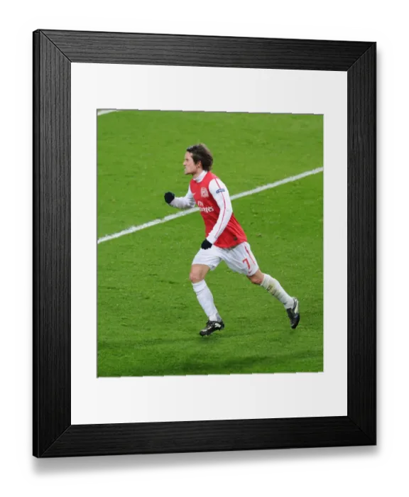 Framed Print : Arsenal's Rosicky Scores in UEFA Champions League Victory over AC Milan (2011-12)