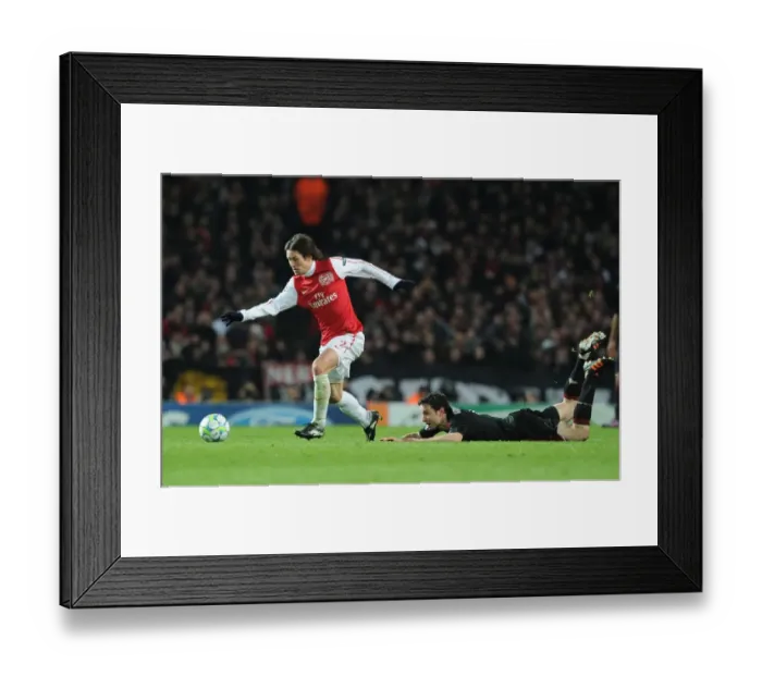 Framed Print : Arsenal's Rosicky Outmaneuvers Van Bommel in 2012 Champions League Clash